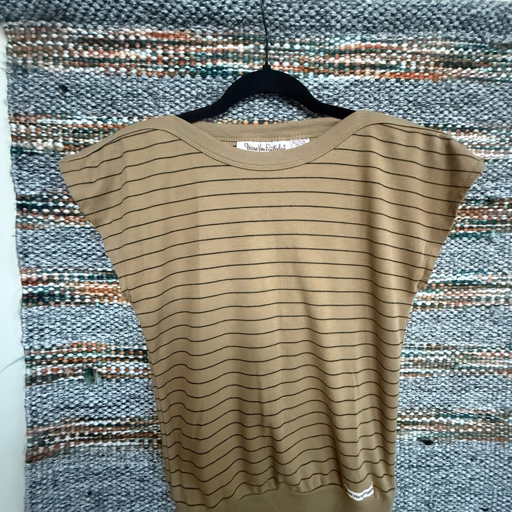 Vintage Diane Von Furstenberg Tan Striped Top